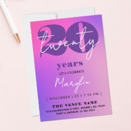 Söt Pastell Rosa Lila 20:e Tjugo Ombre Djärv Inbjudningar