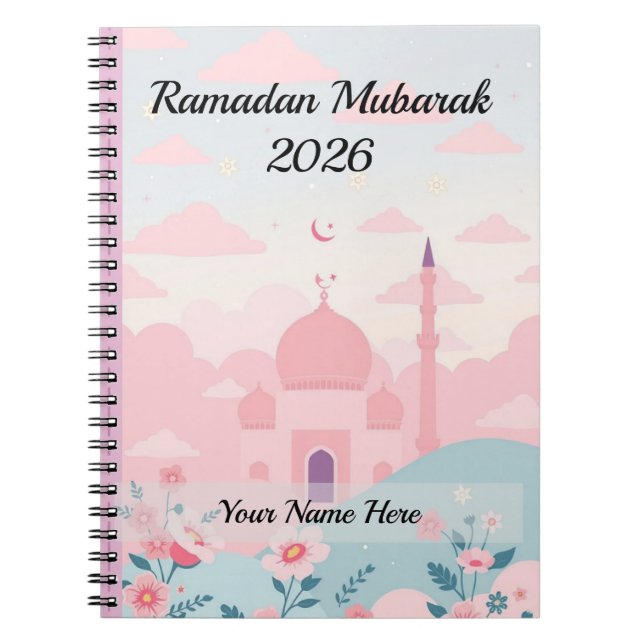 Söt Pastell Rosa Ramadan Anteckningsbok (Framsidan)