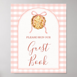 Söt Pastell Rosa Rosett Rutig Höst Gästbok Poster