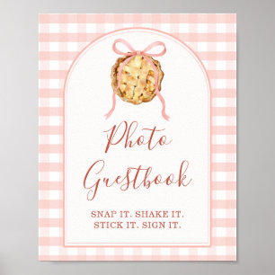 Söt Pastell Rosa Rutig Höst Foto Gästbok Poster