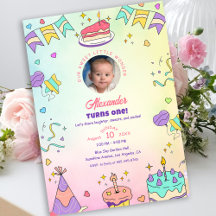 Söt Pastell Söt Baby Pojke 1-års Födelsedagsfoto