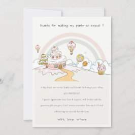 Söt Pastell Sött Tid Sockerland Barnkalas Tack Kort