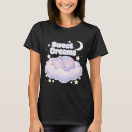 Söt Pastell Sövande Katt Kawaii T Shirt