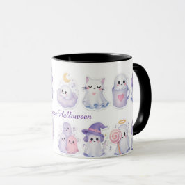 Söt Pastell Spök Halloween Katt Häxa Kaffe Mugg