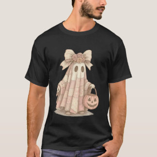 Söt Pastell Spöke med Coquette-båge Pumpa Hink T Shirt