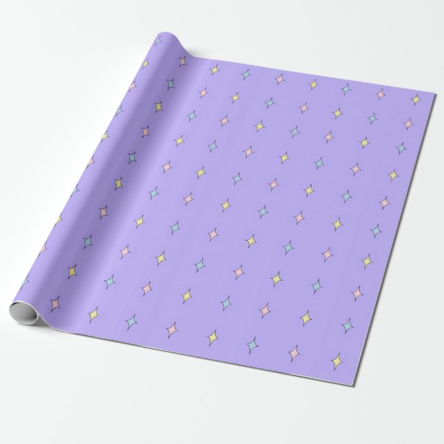 Söt Pastell Stjärnmönstrad Inpackningspapper  Presentpapper (Utrullad)