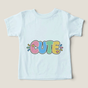 Söt Pastell Typografi T-Shirt för Småbarn
