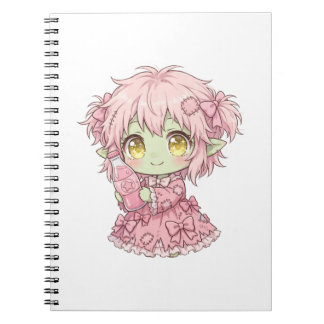 Söt Pastell Vild Ghoul Tjej T-Shirt - Kawaii Rosa Anteckningsbok