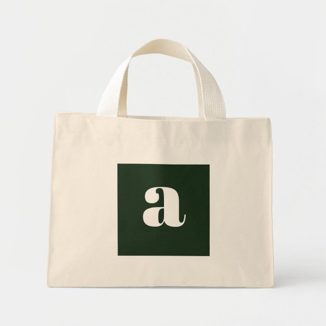 Söt Pastell Vit Grön Monogram   Mini Tygkasse (Framsidan)