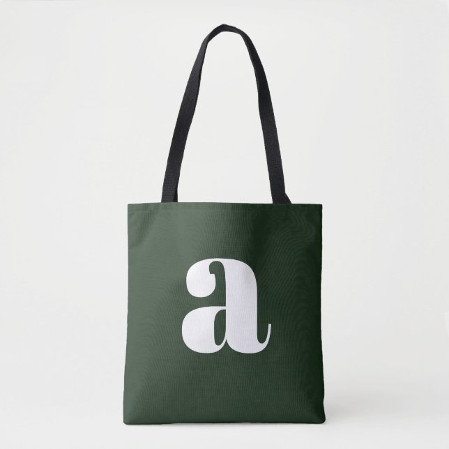 Söt Pastell Vit Grön Monogram Retro Typografi  Tygkasse (Framsida)