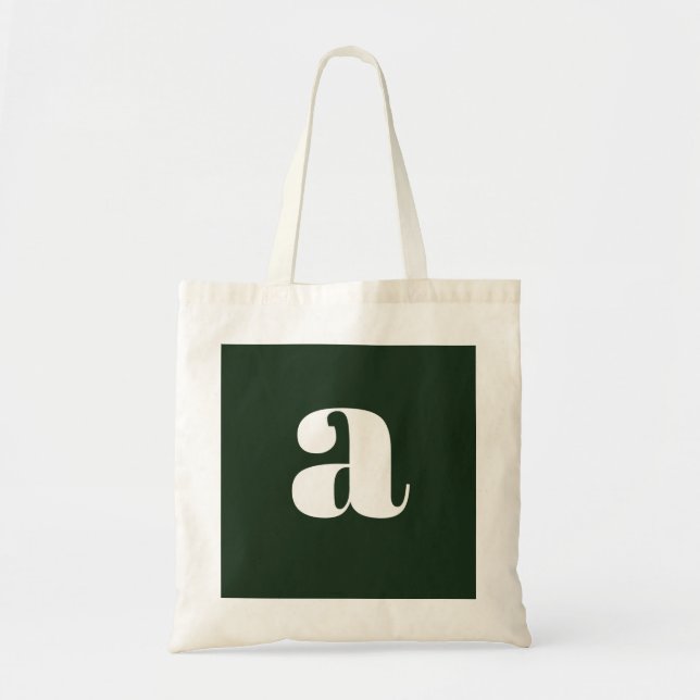 Söt Pastell Vit Grön Monogram   Tygkasse (Framsidan)
