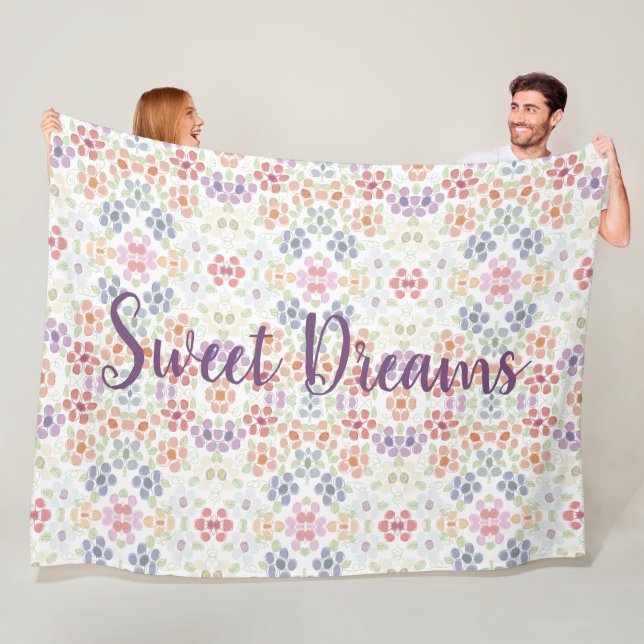 Söt pastellblomning fleecefilt (På plats)