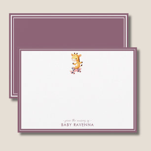 Söt Pastellfärgad Giraff på Skateboard Baby Shower Anteckningskort