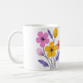 Söt pastellfärgad vildbukett keramisk kaffemugg