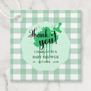 Söt Pastellgrön Gingham Baby Shower Gåvor Etiketter