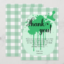 Söt Pastellgrön Gingham Baby Shower Tack Kort
