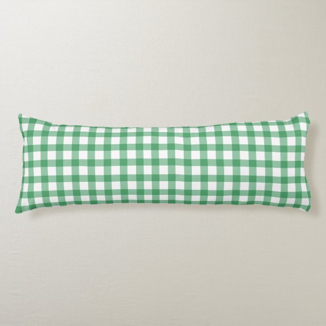 Söt Pastellgrön Gingham-mönster Kroppskudde (Framsidan)