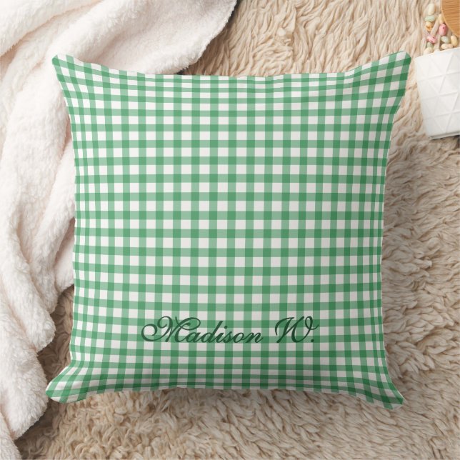 Söt Pastellgrön Gingham Mönster Kudde (Filt)