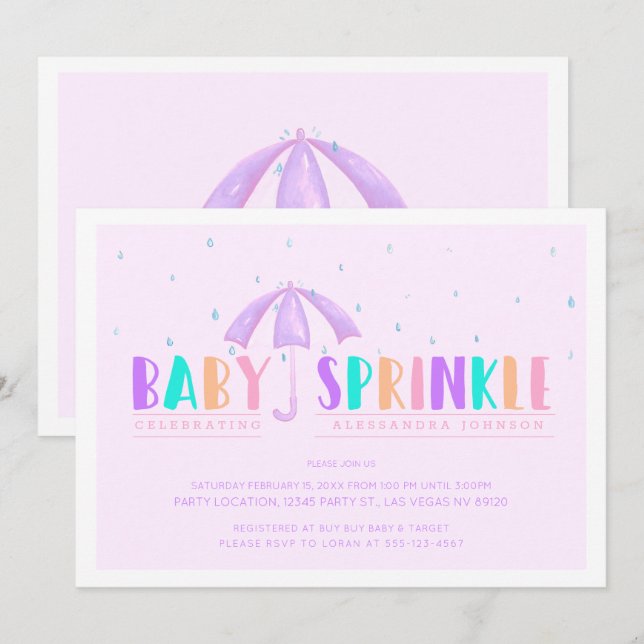Söt Pastellkrita, Baby Sprinkle Shower-inbjudan Inbjudningar (Fram/baksida)