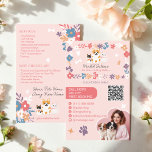 Söt pastellpapp med vit blommigt, hundvalkare flygblad<br><div class="desc">Öka ditt djuromsorga företag med den här vackra, illustrerade barnvakten och hundvalkaren. Med en charmerande design av lekfulla husdjur omgivna av vita blommor i en fullt redigerbar palett i färg är den här flygaren perfekt för att få uppmärksamhet och visa dina tjänster. Framsidan belyser viktig kontaktinformation, social-mediahandtag och en QR-kod...</div>