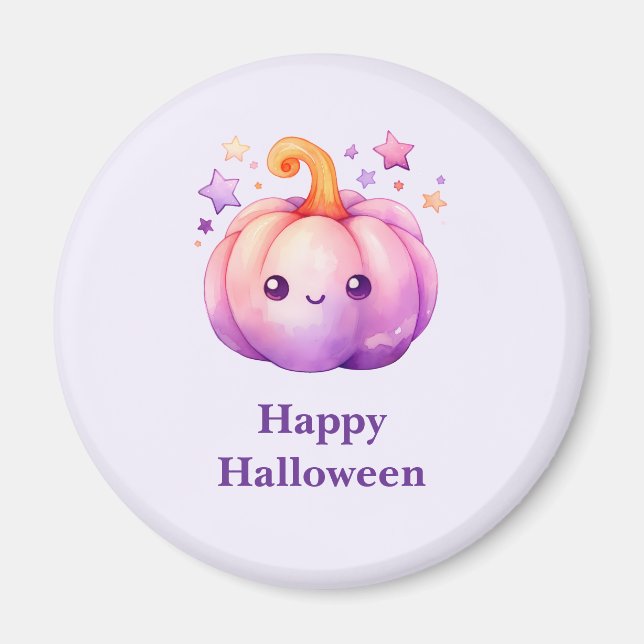 Söt Pastellpumpa med Stjärnor Halloween Magnet (Framsidan)