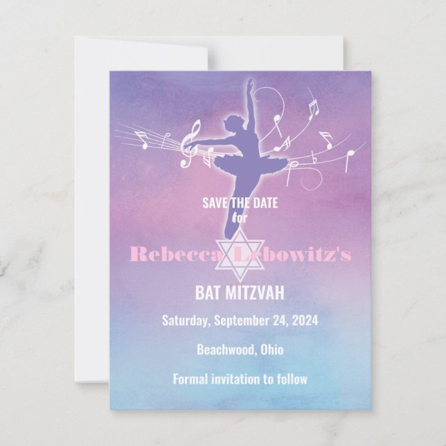 Söt Pastels Ballet Dance, Dancer Save Date Inbjudningar (Framsida)