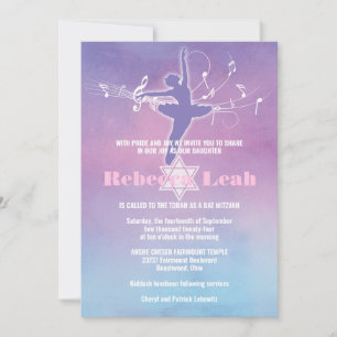 Söt Pastels Ballet Dance, dansare Bat mitzvah Inbjudningar