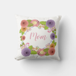 Söt Pastels Mors dag Flower Ram på White Kudde