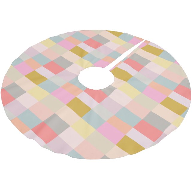 Söt Pastels Simple Geometric Mönster Cute Julgransmatta Borstad Polyester (Vinklad)