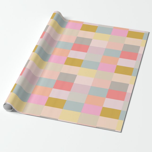 Söt Pastels Simple Geometric Patchwork Mönster Presentpapper (Utrullad)