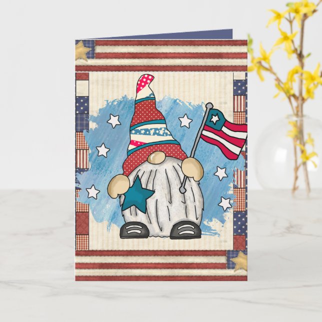 söt patriotisk gnome-tilläggstext kort (Gul blomma)