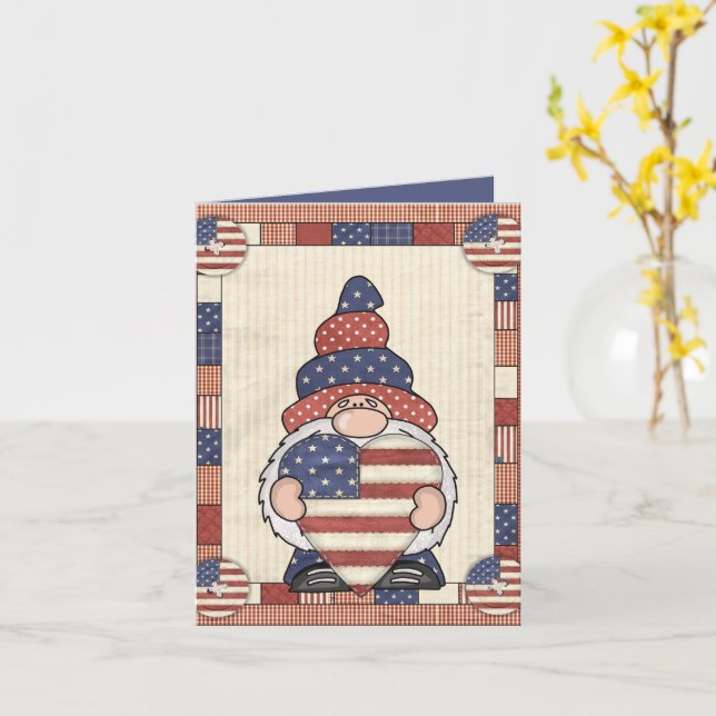 söt patriotisk gnome-tilläggstext kort (Gul blomma)