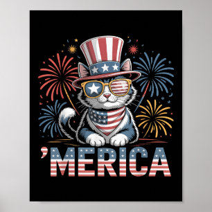 Söt patriotisk katt ‘merica 4:e juli minnesdag Da Poster