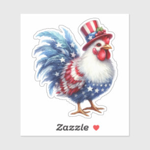 Söt patriotisk kyckling med amerikansk flagg klistermärken