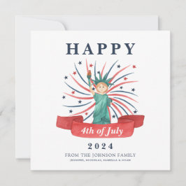 Söt patriotisk röd vit och blå 4:e juli julkort