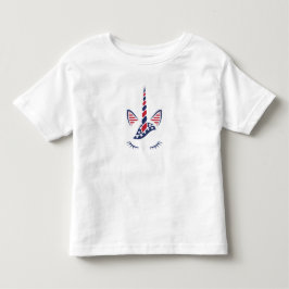 Söt patriotisk röd vit och blå enhörningsansikte t shirt