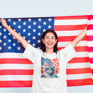 Söt patriotisk USA Amerika 4:e juli katt T Shirt
