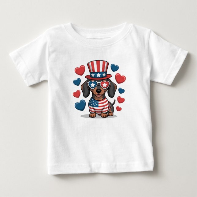 Söt patriotisk valp barntröja t shirt (Framsida)