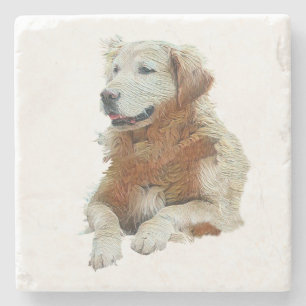 Söt Pawarded Golden Retriever Marble Underlägg