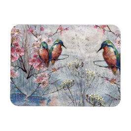 Söt Pawardöme Kingfish and Flowers Magnet