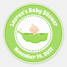 Söt pea Baby Shower Favor Tag-etikett Runt Klistermärke