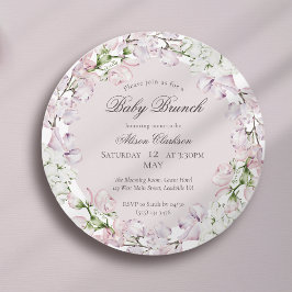 Söt Pea-blomman Baby brunch elegant Round Inbjudningar