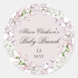 Söt Pea-blomman Baby brunch elegant Round Runt Klistermärke