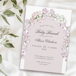Söt Pea-blommarch Baby brunch elegant lavender Inbjudningar