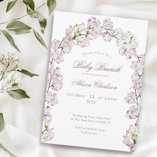 Söt Pea-blommarch Baby brunch elegant lavender Inbjudningar