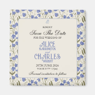 Söt Pea Blommigt Blue och Cream Magnet