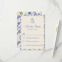 Söt Pea Blommigt Blue och Cream