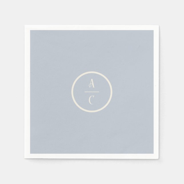 Söt Pea Blommigt Blue och Cream Pappersservett (Framsidan)