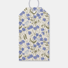 Söt Pea Blommigt Blue och Cream Tack Bröllop Presentetikett