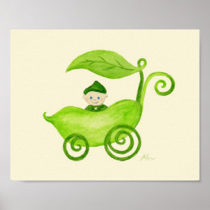 Söt Pea Boy-konst poster utskrift